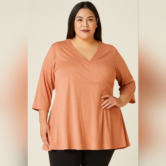 NWT Premise Studio Plus Size Coral Faux Tunic Top - Picture 1 of 8